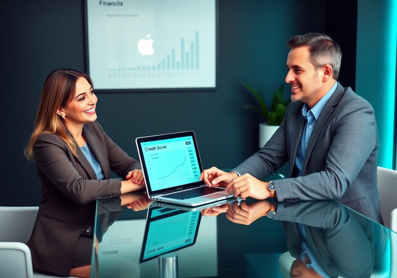 Financial advisor reviewing credit progress with a client